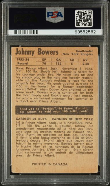 1954-55 Parkhurst #65 Johnny Bower PSA 1.5 (Rookie) | Eastridge Sports Cards