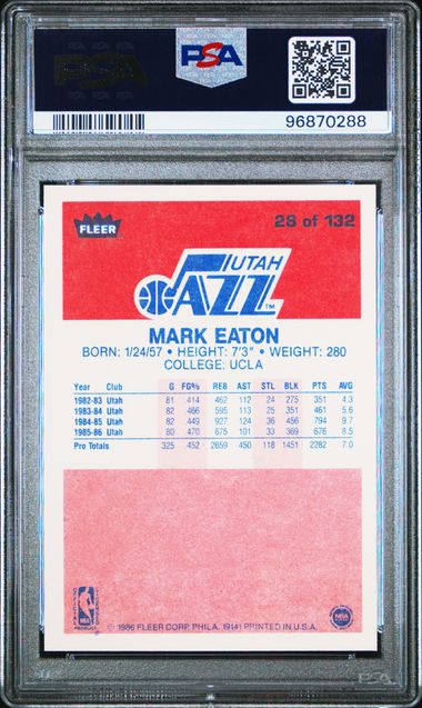 1986-87 Fleer #28 Mark Eaton PSA 8 (Rookie) | Eastridge Sports Cards