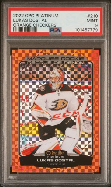 2022-23 O-Pee-Chee Platinum Orange Checkers #210 Lukas Dostal #18/25 PSA 9 (Rookie) | Eastridge Sports Cards