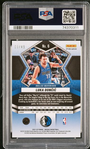 2021 Mosaic Purple Mosaic Luka Doncic #09/49 PSA 10