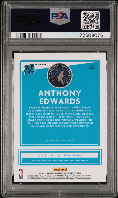 2020-21 Donruss Optic Purple #151 Anthony Edwards PSA 10 (Rookie) | Eastridge Sports Cards